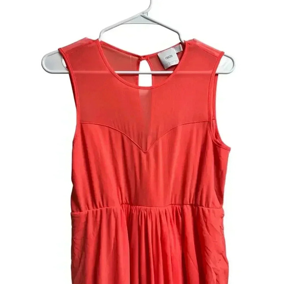 Asos Maternity Mesh Keyhole Dress Peach/Orange Size 6 - Picture 2 of 14